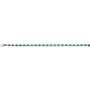 The Constantine Bracelet – 14K White Gold Natural Emerald & 2 CTW Natural Diamond Line 7"  Bracelet
