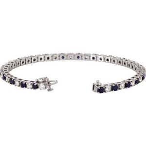 The Tasha Bracelet – 14K White Gold Natural Blue Sapphire & 2 3/8 CTW Natural Diamond Line 7" Bracelet