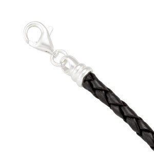 The Taylor Bracelet – Sterling Silver Black Leather Braided 7.5" Bracelet