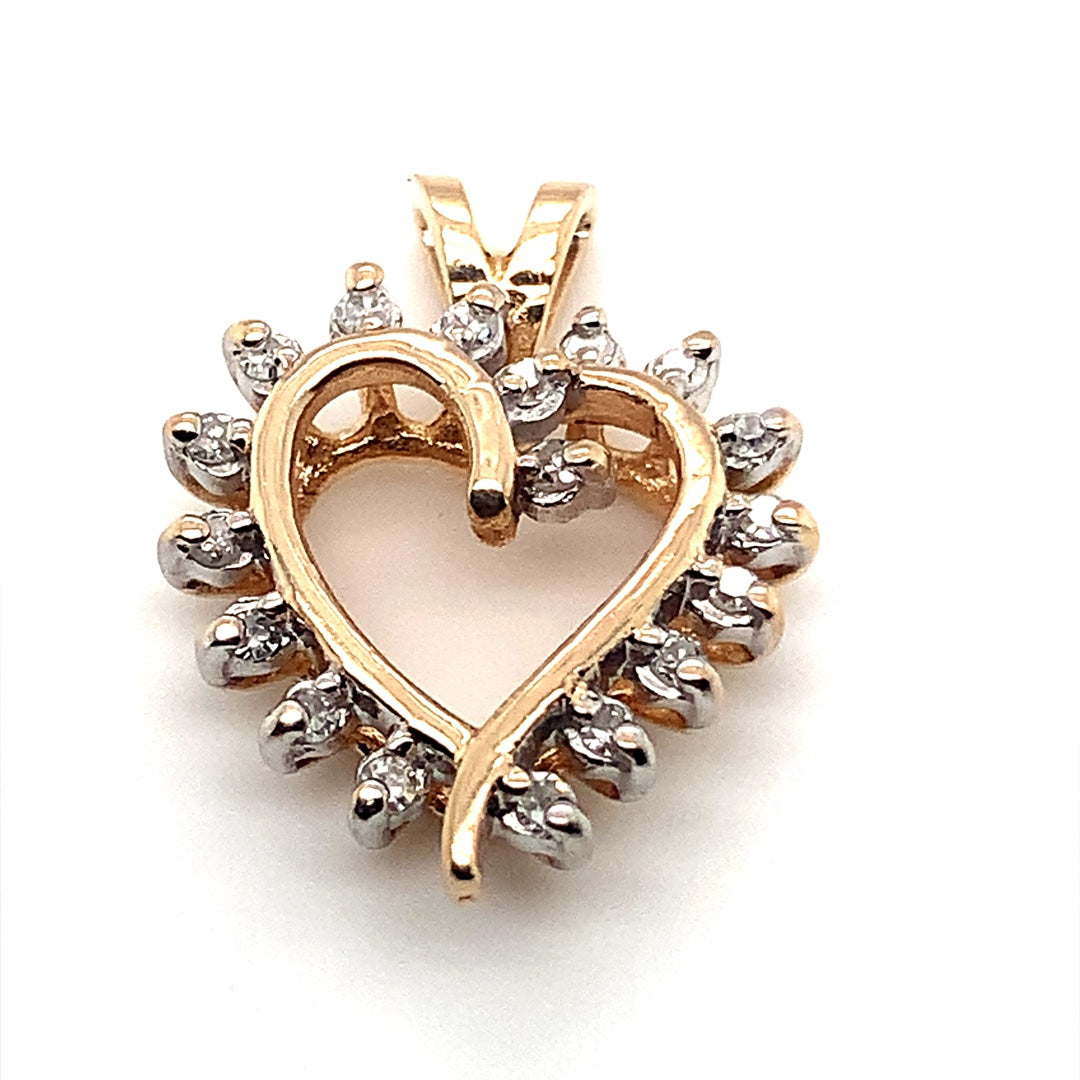 Diamond Heart Pendant in 10-Karat Yellow Gold