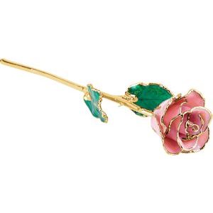 The Mindy Rose - Lacquered Pink Pearl Rose with Gold Trim