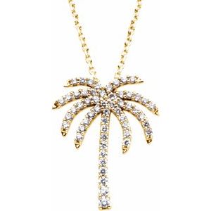 The Isabella Necklace - 14K Yellow Gold 1/4 CTW Natural Diamond Palm Tree 16" Necklace