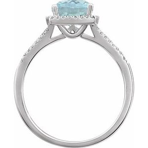 The Claudia Ring – 14K White Gold Natural Aquamarine & 1/5 CTW Natural Diamond Ring