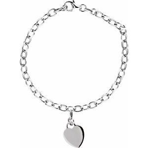 The Amelia Bracelet – Sterling Silver Heart Charm 7.5" Bracelet
