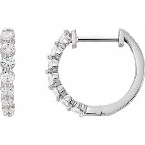 The Jean Earrings – 14K White Gold 1/2 CTW Natural Diamond Hinged 15.25 mm Hoop Earrings