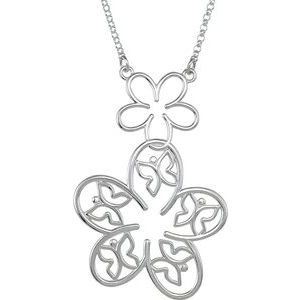 The Mica Necklace - 14K White Gold Flower & Butterfly 18" Necklace