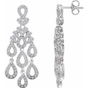 The Julie Earrings - 14K White Gold 7/8 CTW Natural Diamond Chandelier Earrings