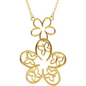 The Mica Necklace - 14K Yellow Gold Flower & Butterfly 18" Necklace