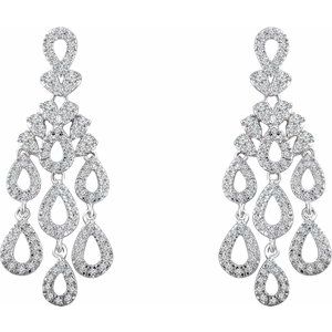 The Julie Earrings - 14K White Gold 7/8 CTW Natural Diamond Chandelier Earrings