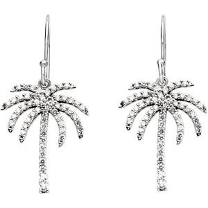 The Isabella Earrings - 14K White Gold 3/8 CTW Natural Diamond Palm Tree Earrings