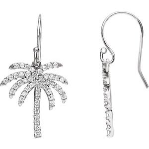 The Isabella Earrings - 14K White Gold 3/8 CTW Natural Diamond Palm Tree Earrings