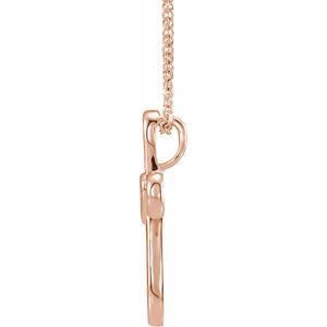 The Marissa Necklace - 14K Rose Gold Cross with Heart 16-18" Necklace