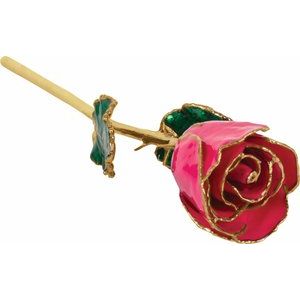 The Mindy Rose - Lacquered Magenta Rose with Gold Trim