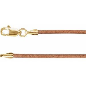 The Tracy Necklace – 14K Yellow Gold 1.5 mm Brown Leather 18" Cord