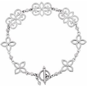The Shelly Bracelet – 14K White Gold Floral 7 3/4" Bracelet