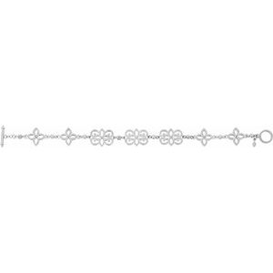 The Shelly Bracelet – 14K White Gold Floral 7 3/4" Bracelet