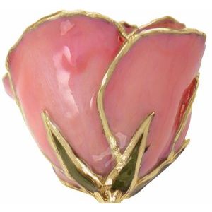 The Mindy Rose - Lacquered Pink Pearl Rose with Gold Trim