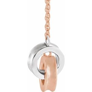 The Candace Necklace - 14K Rose/White Gold Interlocking Circle 18" Necklace