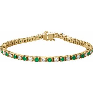The Constantine Bracelet – 14K Yellow Gold Natural Emerald & 2 CTW Natural Diamond Line 7" Bracelet