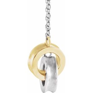 The Candace Necklace - 14K White/Yellow Gold Interlocking Circle 18" Necklace