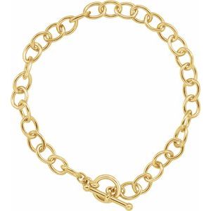 The Justine Bracelet – 24K Yellow-Plated Sterling Silver 5.9 mm Charm Cable 7-8" Bracelet