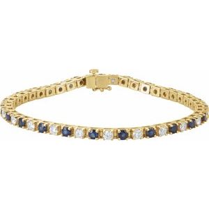 The Tasha Bracelet – 14K Yellow Gold Natural Blue Sapphire & 2 3/8 CTW Natural Diamond Line 7" Bracelet
