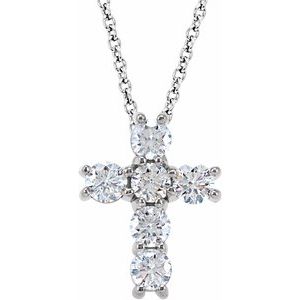 The Leigh-Ann Necklace - 14K White Gold 3/4 CTW Natural Diamond Cross 18" Necklace