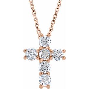 The Leigh-Ann Necklace - 14K Rose Gold 3/4 CTW Natural Diamond Cross 18" Necklace