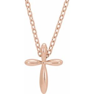 The Kaitlynn Necklace - 14K Rose Gold 10x7.72 mm Cross 16-18" Necklace