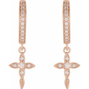 The Melinda Earrings – 14K Rose Gold 1/8 CTW Natural Diamond Cross Hoop Earrings