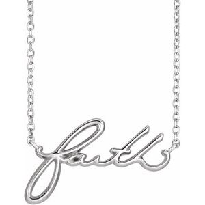 The Faith Necklace - 14K White Gold Faith 18" Necklace