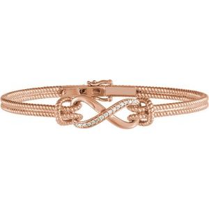 The Shirley Bracelet – 14K Rose Gold 1/8 CTW Natural Diamond Bangle 7 1/2" Bracelet