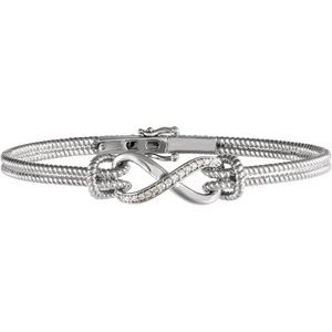 The Shirley Bracelet – 14K White Gold 1/8 CTW Natural Diamond Bangle 7 1/2" Bracelet