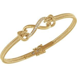 The Shirley Bracelet – 14K Yellow Gold 1/8 CTW Natural Diamond Bangle 7 1/2" Bracelet