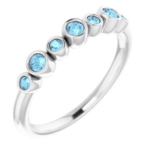 The Doris Ring – 14K White Gold Natural Aquamarine Bezel-Set Ring