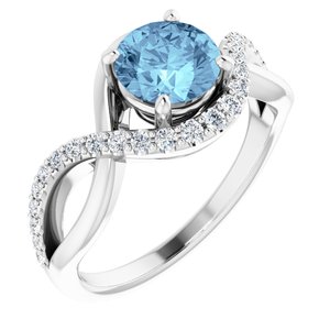The Cheryl Ring– 14K White Gold Natural Aquamarine & 1/5 CTW Natural Diamond Ring