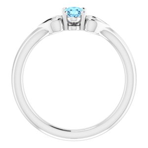 The Lisa Ring – 14K White Gold Natural Aquamarine Youth Heart Ring