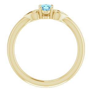 The Lisa Ring – 14K Yellow Gold Natural Aquamarine Youth Heart Ring