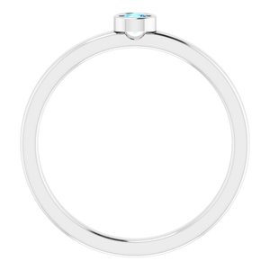 The Bertha Ring – 14K White Gold 3 mm Natural Aquamarine Ring