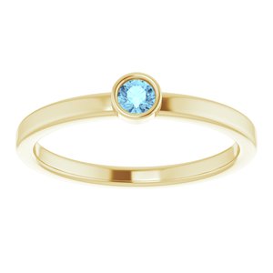 The Bertha Ring –14K Yellow Gold 3 mm Natural Aquamarine Ring
