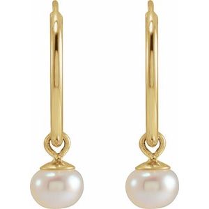 The Susan Earrings – 14K Yellow Gold Cultured White Freshwater Pearl 12 mm Endless Hoop Earrings