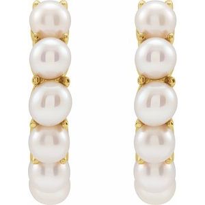 The Anna Earrings – 14K Yellow Gold Cultured White Freshwater Pearl 15.5 mm Huggie Hoop Earrings