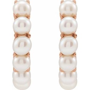 The Anna Earrings – 14K Rose Gold Cultured White Freshwater Pearl 15.5 mm Huggie Hoop Earrings