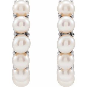 The Anna Earrings – 14K White Gold Cultured White Freshwater Pearl 15.5 mm Huggie Hoop Earrings