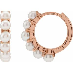 The Anna Earrings – 14K Rose Gold Cultured White Freshwater Pearl 15.5 mm Huggie Hoop Earrings