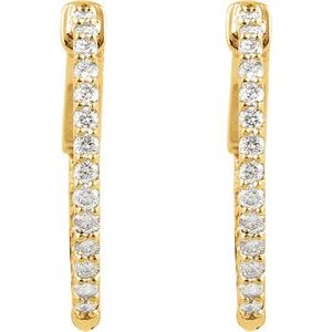 The Grace Earrings – 14K Yellow Gold 1 CTW Natural Diamond Inside-Outside 26.5 mm Hinged Hoop Earrings