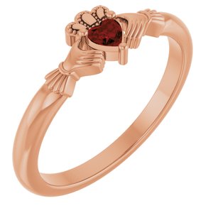 The Miranda Ring - 14K Rose Gold Natural Mozambique Garnet Claddagh Ring