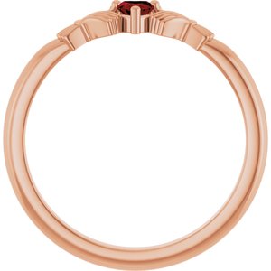 The Miranda Ring - 14K Rose Gold Natural Mozambique Garnet Claddagh Ring