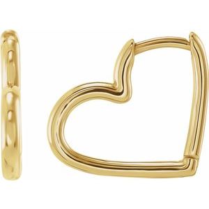 The Larnie Earrings – 14K Yellow Gold Hinged Heart Huggie Earrings