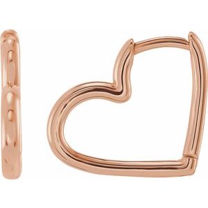 The Larnie Earrings – 14K Rose Gold Hinged Heart Huggie Earrings